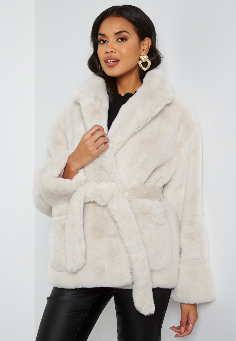 maroon fur shrug