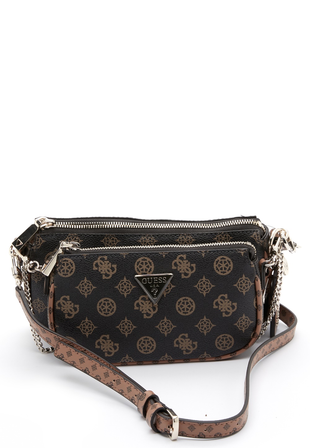 Guess Arie Double Pouch Crossbody MCM Mocha Multi One