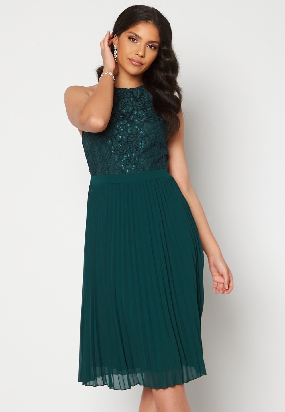 Moments New York Casia Pleated Dress Green