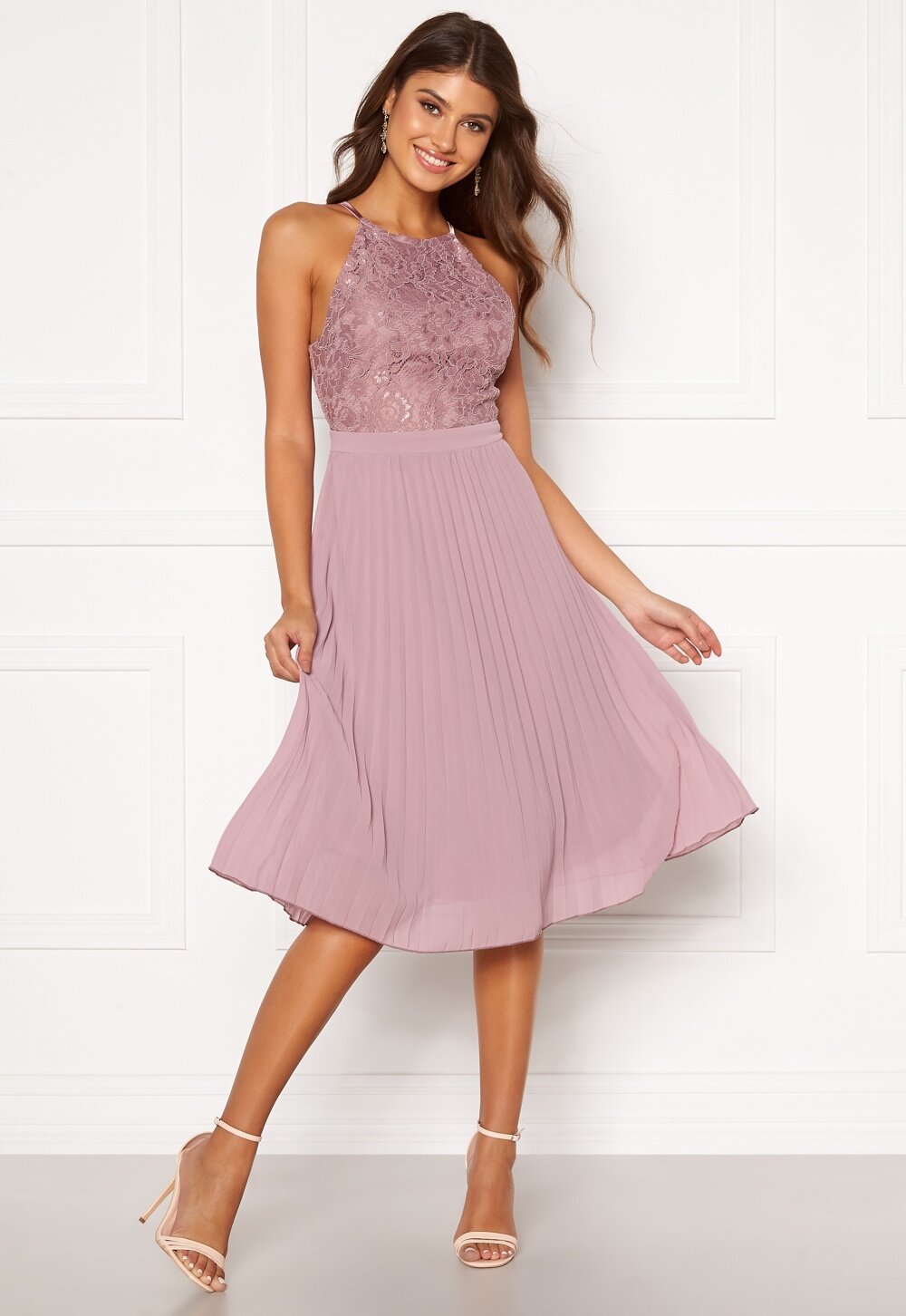 Moments New York Casia Pleated Dress Old rose