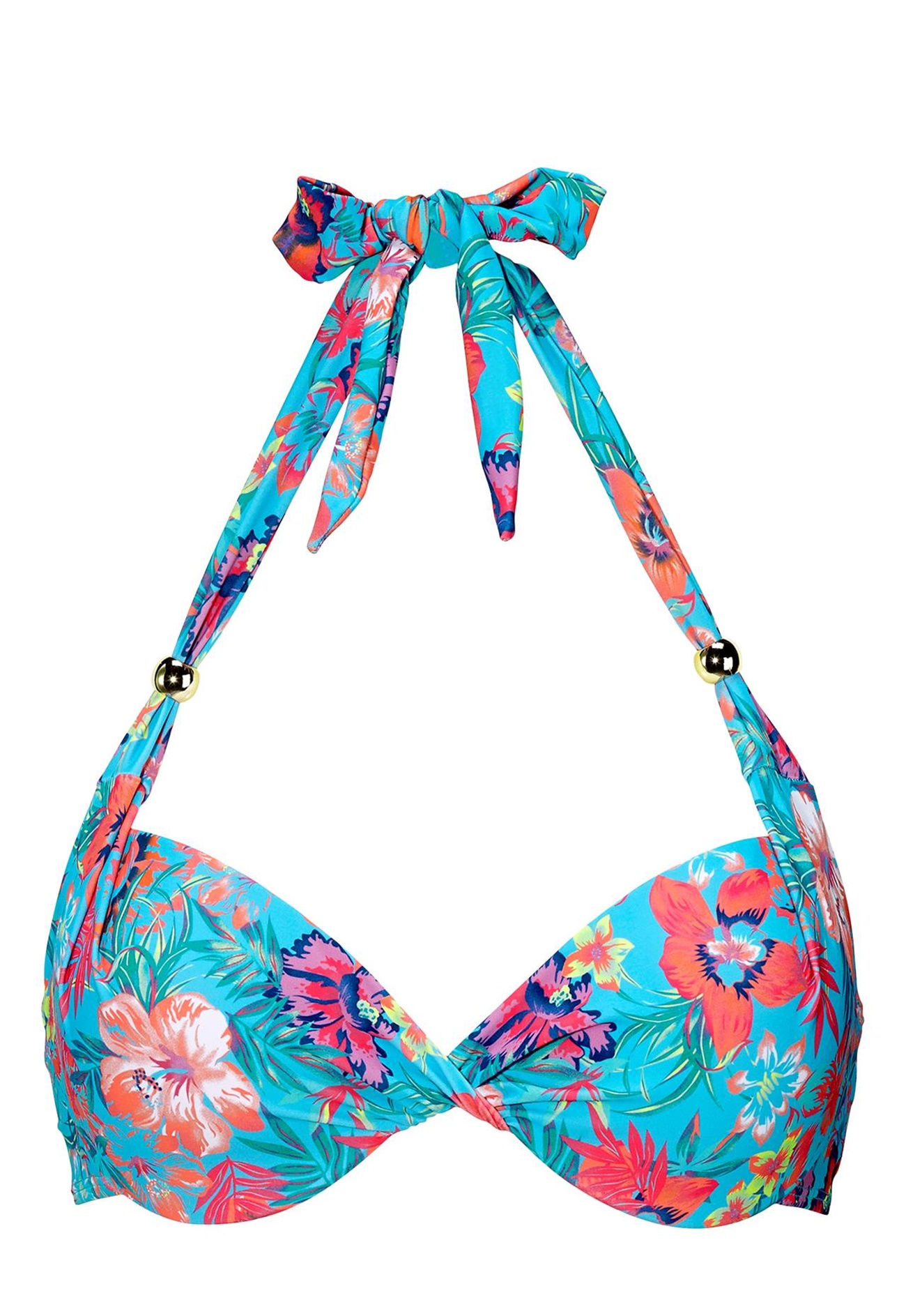 BEACHWAVE Bikini top Turquoise/Floral - Bubbleroom