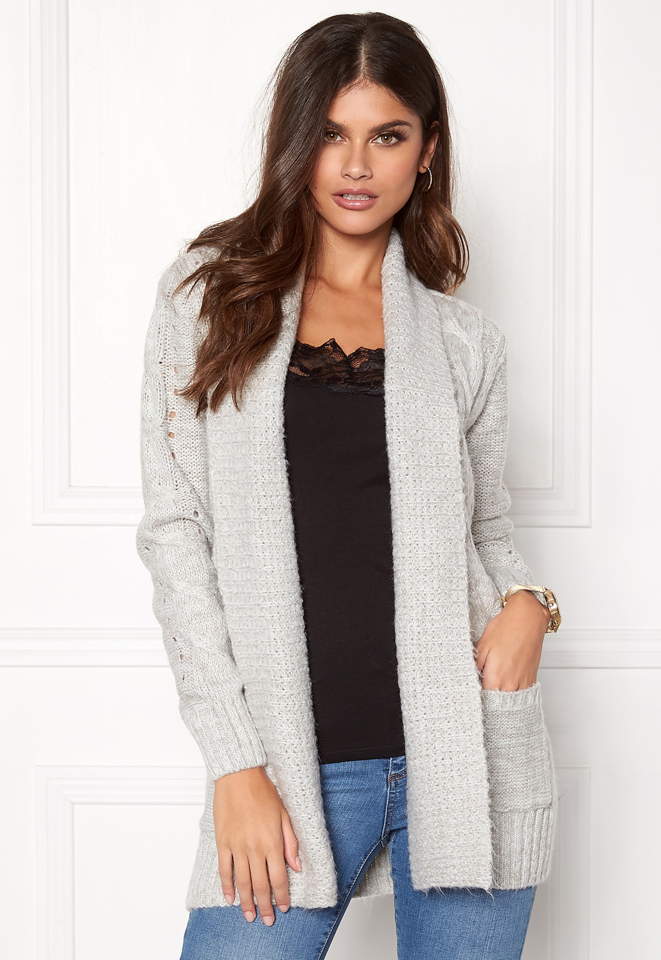  New  Look Cable Cardigan  Pale Grey Bubbleroom