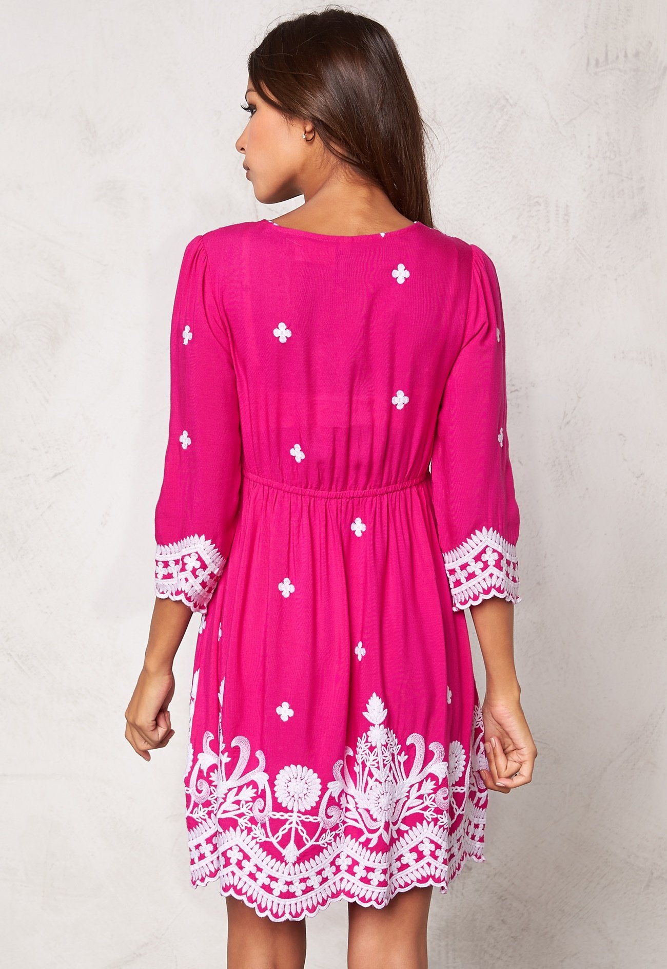 Chiara Forthi Alina Embroidered Dress Cerise / White