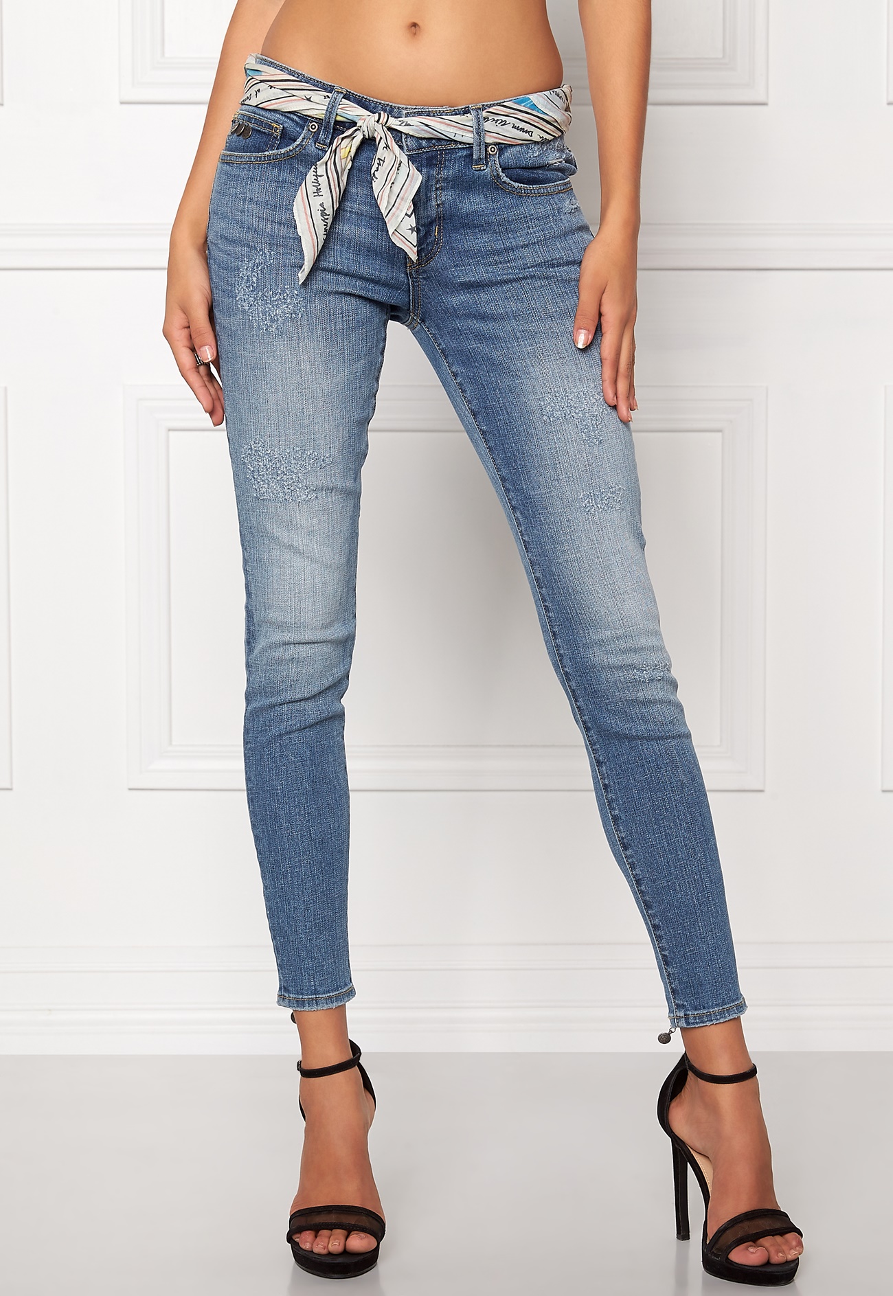 Odd Molly Stretch It Cropped Jeans Mid Blue - Bubbleroom