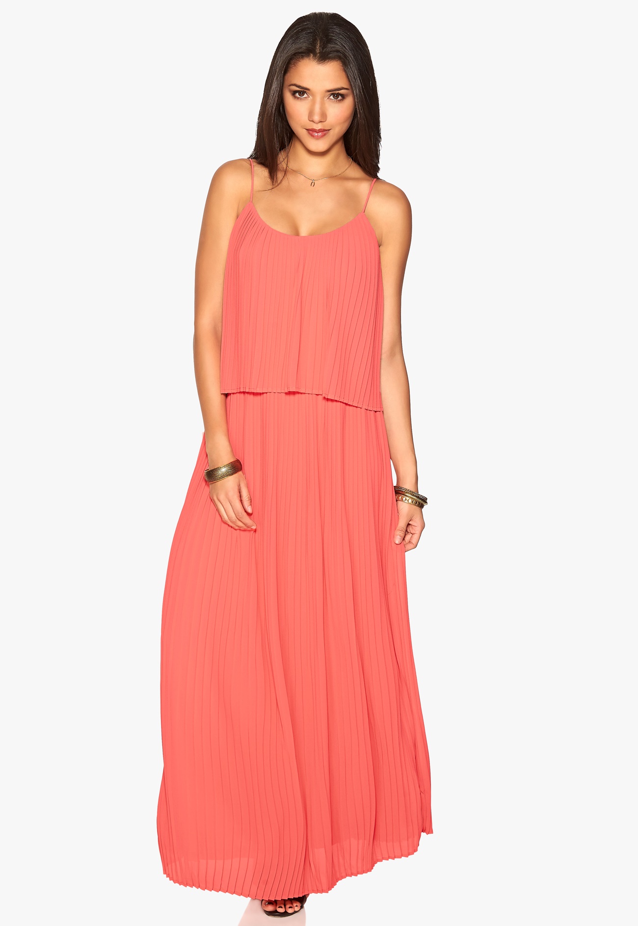 vila longing maxi dress sunkist coral