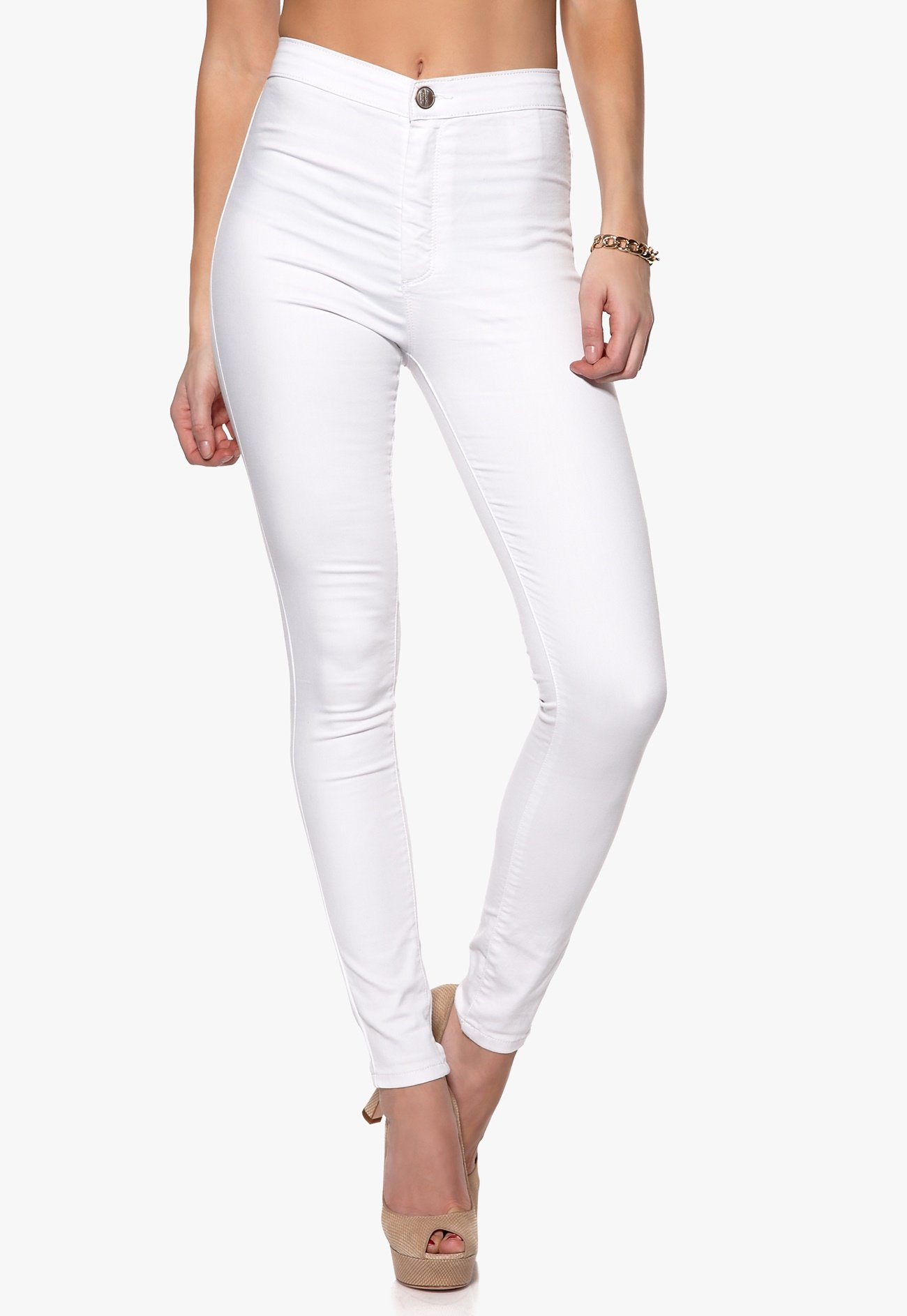 Mixed from Italy High Waisted Skinny Jeans White - Bubbleroom