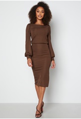 gry-balloon-sleeve-dress-brown