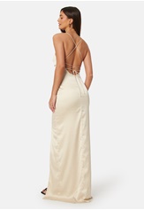 Bubbleroom Occasion Ruched Satin Strap Gown