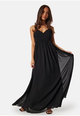 pleated-v-neck-chiffon-gown-black