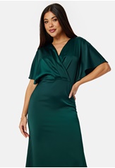 Bubbleroom Occasion Wrap Satin Midi Dress