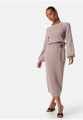 BUBBLEROOM Round Neck Rib Knitted Midi Dress Bubbleroom