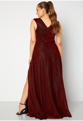 Goddiva Curve Glitter Wrap Front Maxi Dress With Split