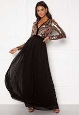 Goddiva Deep V Sequin Maxi Dress