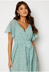 Goddiva Ditsy Flutter Sleeve Maxi Dress
