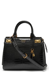 Buy Guess Katey Croc Logo Detailed Luxury Satchel In Black