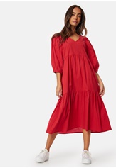 balloon-sleeve-cotton-dress-red