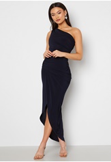one-shoulder-rouch-dress-navy