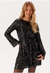 vmefa-ls-short-dress-black-detail-black-sequins