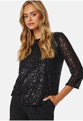 sparkling-3-4-o-neck-top-black