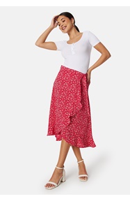BUBBLEROOM Flounce Midi Wrap Skirt