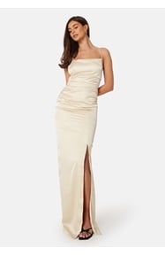Bubbleroom Occasion Ruched Satin Strap Gown