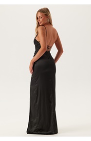 Bubbleroom Occasion Ruched Satin Strap Gown