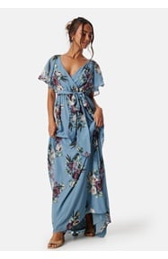 Goddiva Flutter Floral Maxi Dress