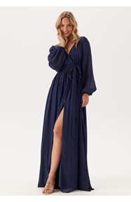 Goddiva Long Sleeve Chiffon Dress