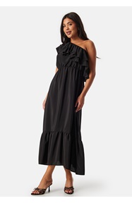 John Zack One Shoulder Ruffle Maxi Dress