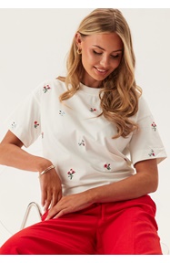 VILA Vimonie Flower Emb S/S O-NECK 