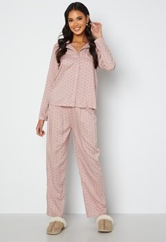 Bubbleroom Care Roslyn Pyjama set Dusty pink / Wine-red / Patterned bubbleroom.se