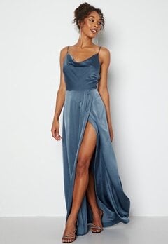 Bubbleroom Occasion Marion Waterfall Gown Blue bubbleroom.se