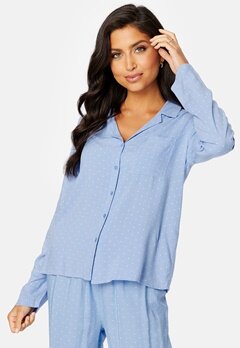 BUBBLEROOM Roslyn pyjama shirt Light blue / Offwhite bubbleroom.se
