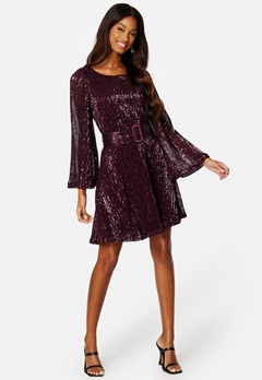 byTiMo Sequins Mini Dress 048 - Plum bubbleroom.se