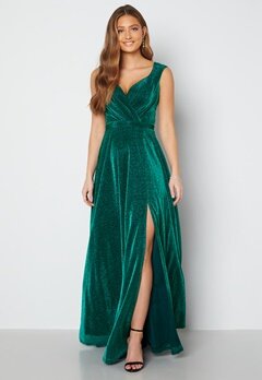 Goddiva Glitter Wrap Maxi Dress Emerald bubbleroom.se