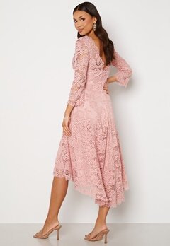 Goddiva Lace High Low Midi Dress Blush bubbleroom.se