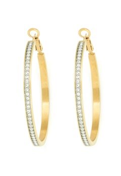 Guess Front Crystal Pave Hoops Gold bubbleroom.se