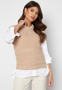 Happy Holly Ariana knitted vest Light beige bubbleroom.se