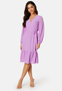 Happy Holly Linn midi Long Sleeve Dress Violet bubbleroom.se