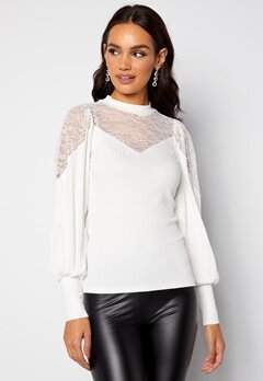 Happy Holly Nathalie lace puff top White bubbleroom.se