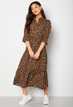 Happy Holly Serene puff sleeve dress Brown / Patterned bubbleroom.se