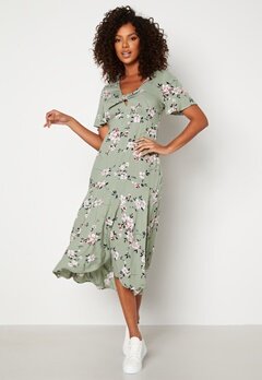 Happy Holly Therese dress Dusty green / Floral bubbleroom.se
