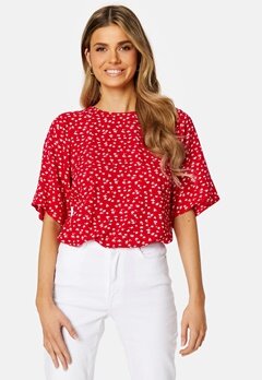 Happy Holly Tris butterfly sleeve  blouse Red / Patterned bubbleroom.se