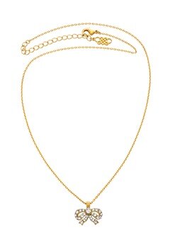 LILY AND ROSE Petite Antoinette Bow Necklace Crystal Gold bubbleroom.se