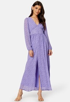 ONLY Amanda L/S Long Dress Paisley Purple AOP:A bubbleroom.se