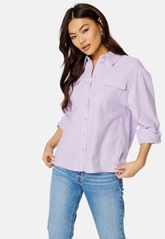 ONLY Caro L/S Oversized Linen Blend Shirt Pastel Lilac bubbleroom.se