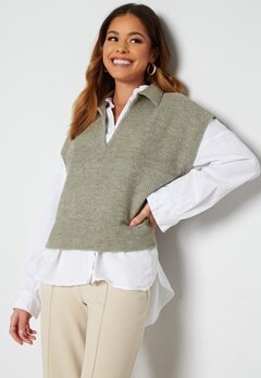 ONLY Mayse Polo Knit Pullover Seagrass bubbleroom.se
