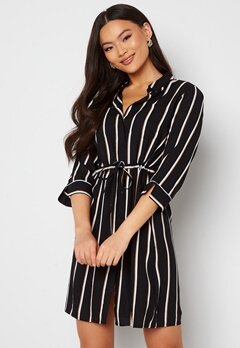 ONLY Tamari 3/4 Shirt Dress Black Stripes:White/ bubbleroom.se