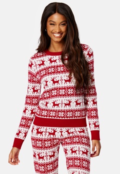 ONLY Xmas Comfy Snowflake Pullover Chili Pepper Pattern bubbleroom.se