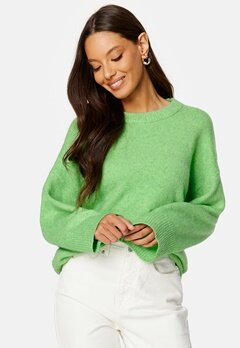 Pieces Tulle LS Oversize O-Neck Knit Absinthe Green bubbleroom.se